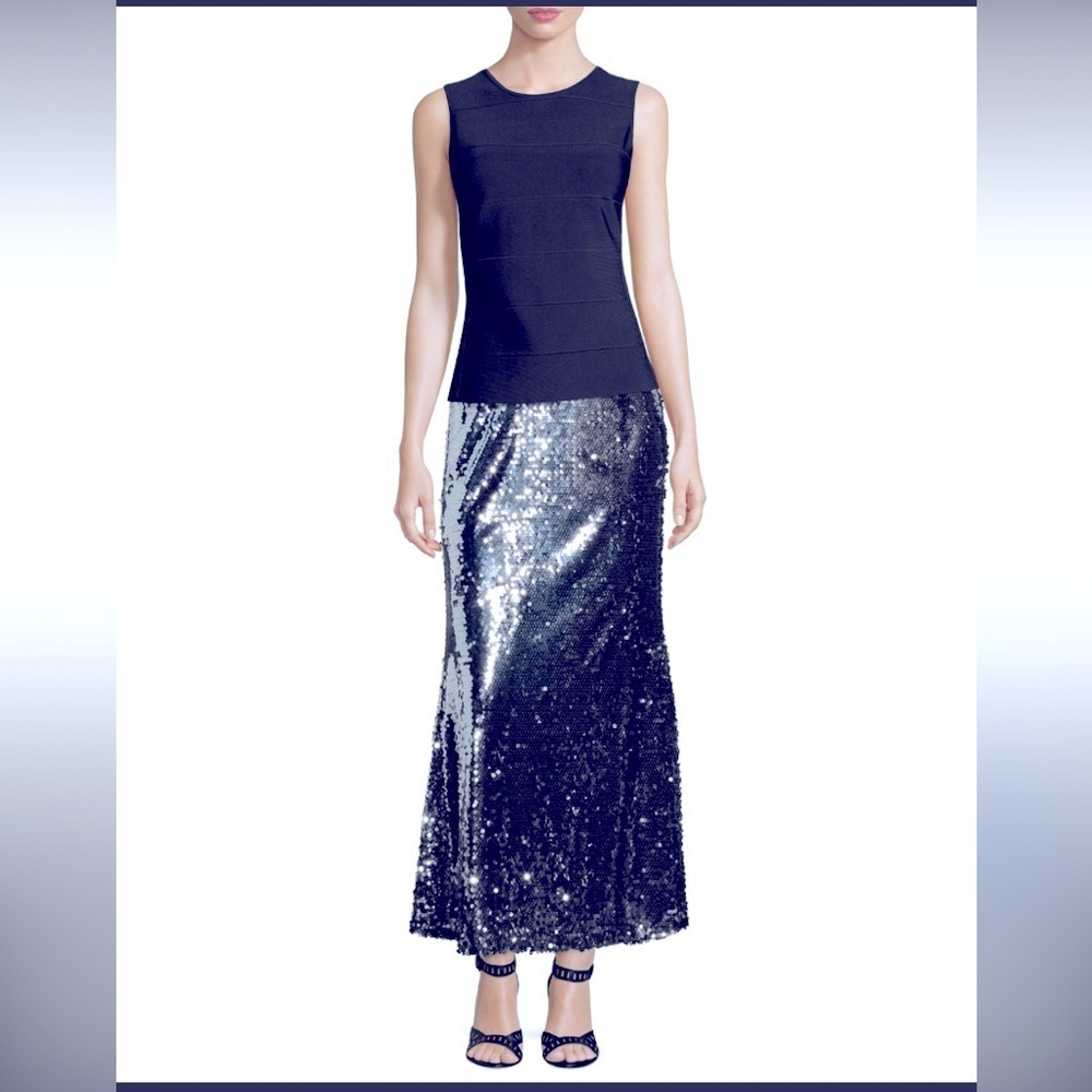 Carmen by Carmen Marc Valvo holiday Sequined Fishtail Ball Skirt 8 party evening